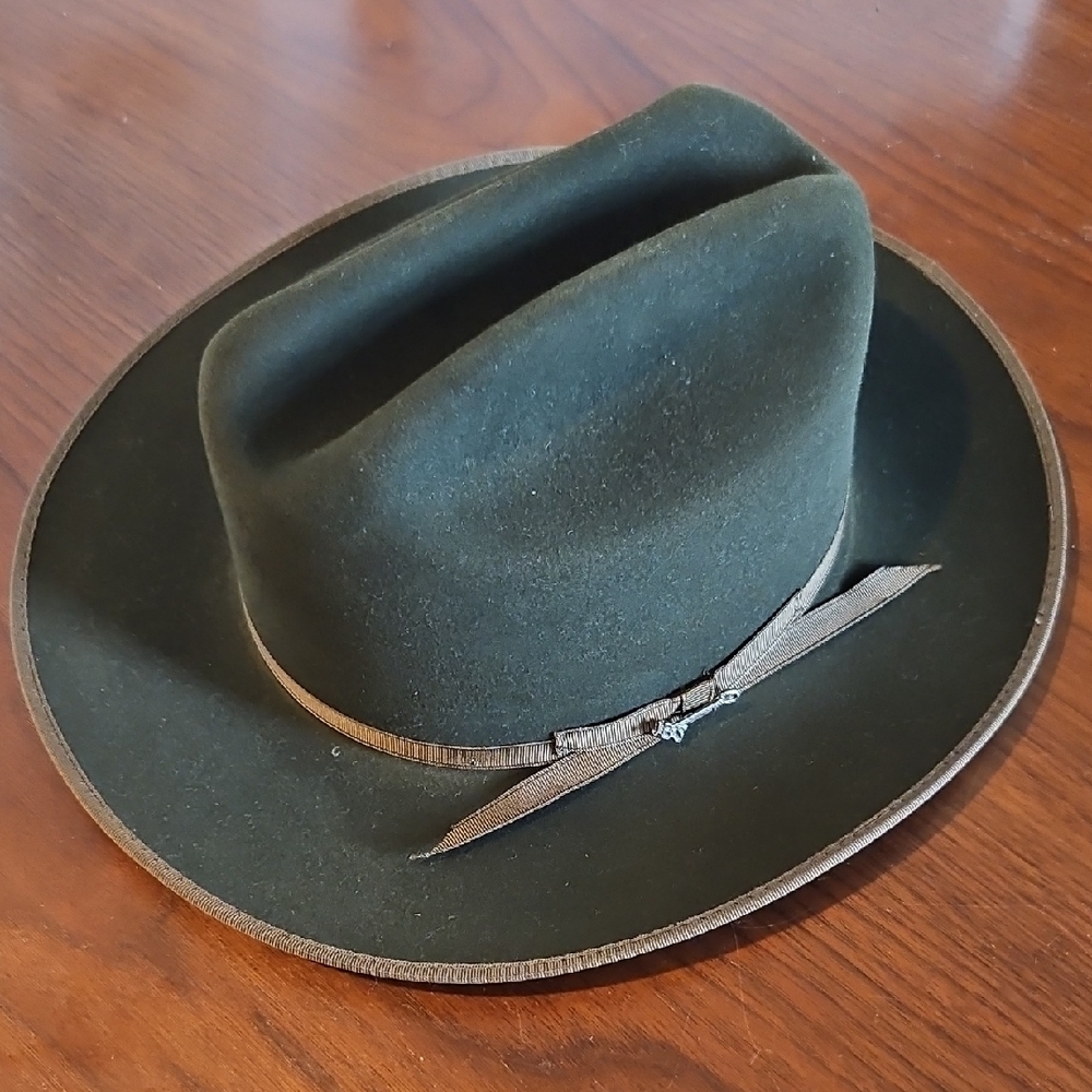 Stetson Dark Green Felt Hat with Ribbon Accent